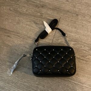 Rebecca Minkoff Black and Silver Quilted Crossbody Bag NWT Fabfitfun